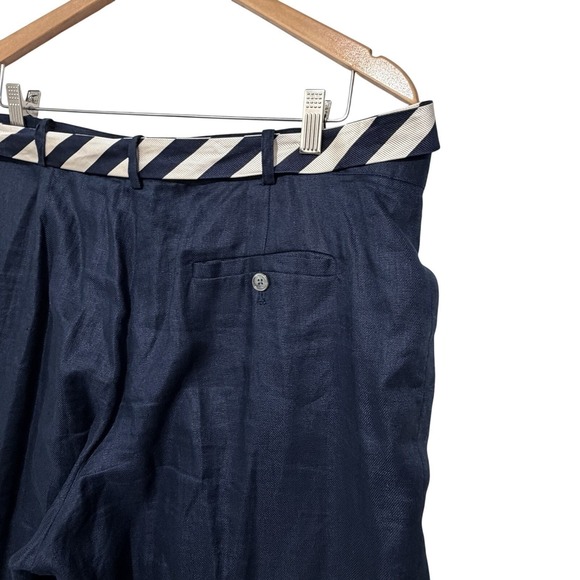 Lauren Ralph Lauren Linen Casual Pants Lined Navy Blue Sz 16 Nautical Coastal - Picture 5 of 8